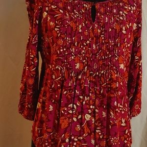 ST.JOHNS BAY BLOUSE, PINK, PURPLE FLORAL, PET LARGE